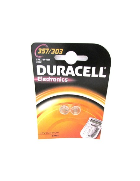 Pila Batteria A Bottone Duracell Silver Oxide 357 303 D357 SR44W KS76 Per Orologi Calcolatrice Confezione Da 2 Pile