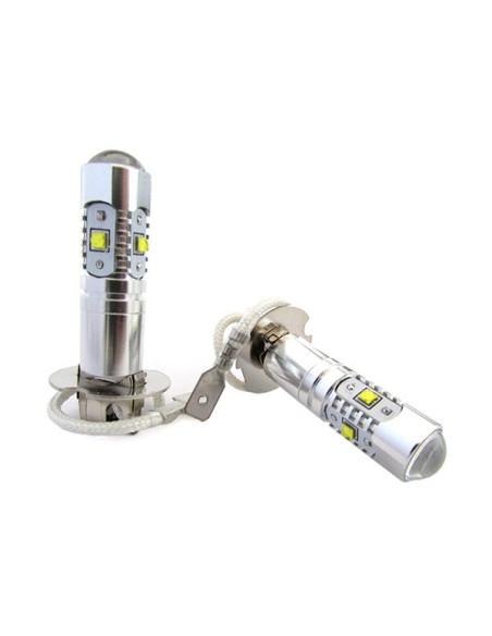 Lampada Led H3 PK22s 30W 12V Con 6 Led Cree Da 5W Super Potente e Bianco Per Fendinebbia