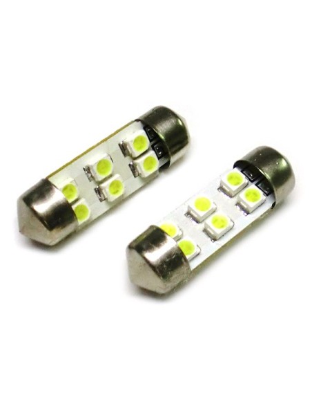 24V Lampada Led Siluro T11 C5W 31mm 6 Smd Bianco Ghiaccio Per Camion