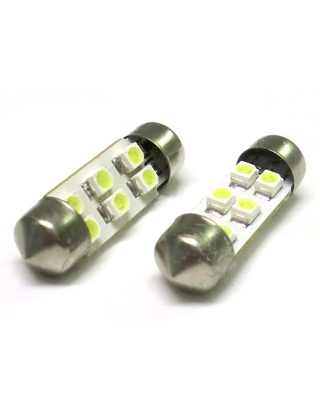 24V Lampada Led Siluro T11 C5W 31mm 6 Smd Bianco Ghiaccio Per Camion