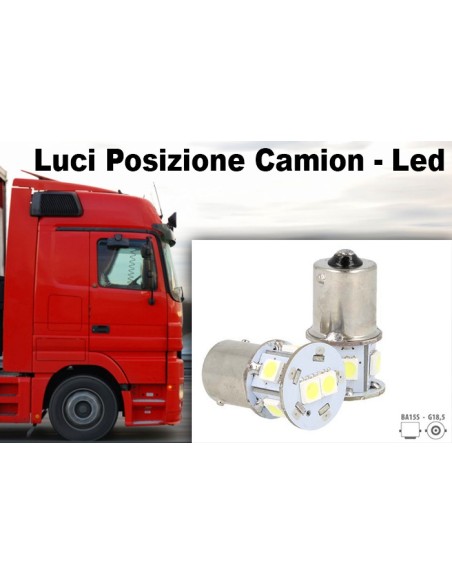 24V Lampada Led BA15S G18,5 R5W R10W Bianco Luci Posizione Camion Piedi Dritti 7 Smd 5050