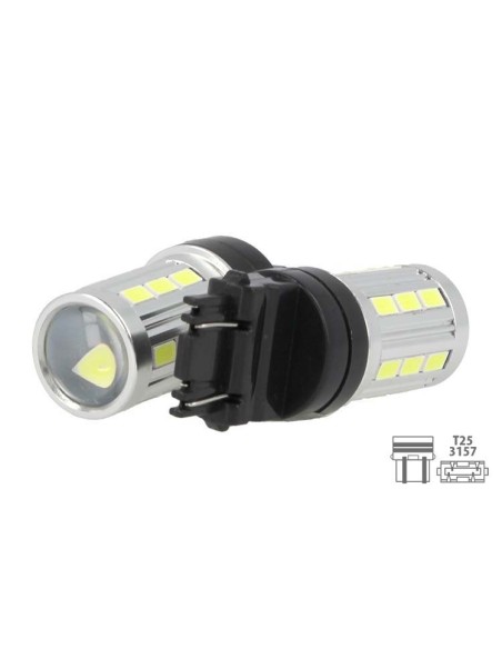 Lampada Led T25 3157 P27/7W 12V 5W 21 Smd 5730 Super Bianco Luminoso Per Auto Giapponese Americano
