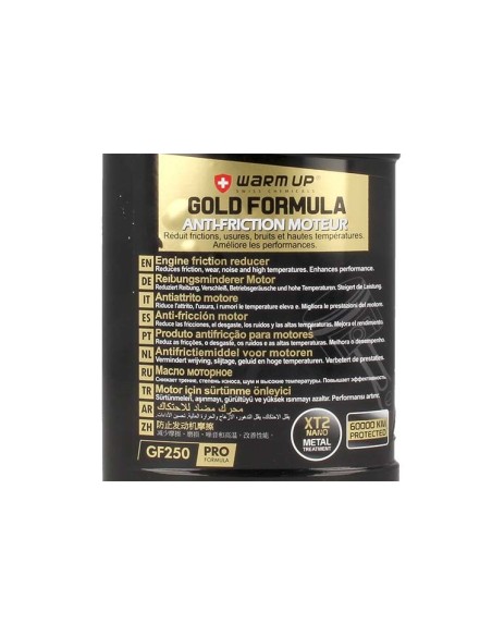 WARM UP Gold Formula GF250 Additivo Antiattrito Olio Motore Cambio Manuale Servosterzo Differenziale 250ml