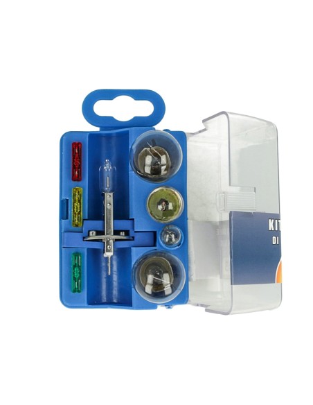 Kit Lampade Ricambio Emergenza Alogena Auto Bulbset H1 12V 3 Fusibile (8 pz)
