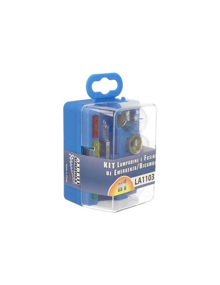 Kit Lampade Ricambio Emergenza Alogena Auto Bulbset H1 12V 3 Fusibile (8 pz)