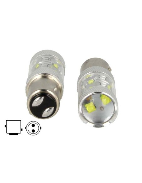 Lampada Led BAY15D 1157 P21/5W 50W 12V 24V Bianco Luce Diurne Peugeot RCZ