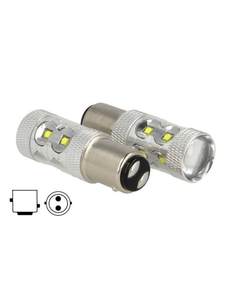 Lampada Led BAY15D 1157 P21/5W 50W 12V 24V Bianco Luce Diurne Peugeot RCZ