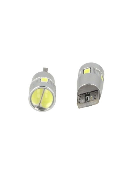 Lampadina Led Canbus T10 W5W 6 Smd 5630 Bianco No Errore Check Luci 12V Senza Polarita Con Lente Ingrandimento Super Luminoso