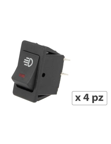 4 PZ Interruttore Bilanciere Quadrato On Off Push Button Switch 4 Pin Con Indicatore Led Spia Rosso 12V Auto Barca Foro 20X28mm