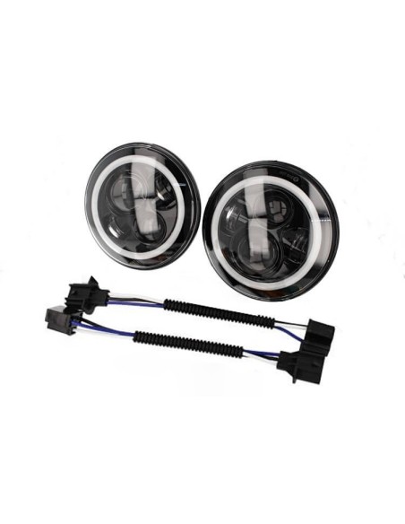 Coppia Faro Led Rotondo 7 Pollici Con DRL Angel Eyes Per Jeep Wrangler JK TJ Harley Davidson FJ Benz G55 Suzuki Jimny Land Rover
