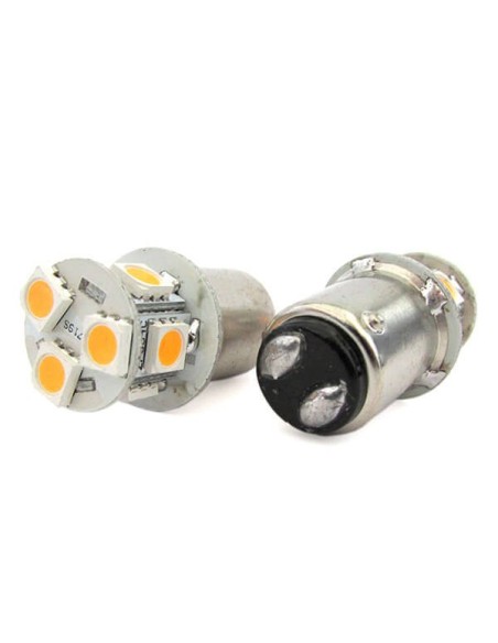 2 Lampade Led Barca Nautica BA15D B15D Bianco Caldo 12V 24V 2W No Polarita Piedi Dritti 8 Smd 5050 Baionetta G18
