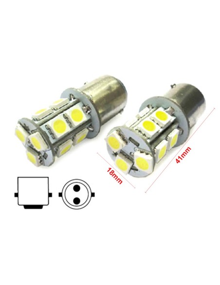 2 Lampade Led Barca Nautica BA15D B15D Bianco Freddo 12V 24V 3W No Polarita Piedi Dritti 13 Smd 5050 Baionetta G18