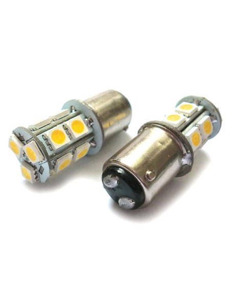 2 Lampade Led Barca Nautica BA15D B15D Bianco Freddo 12V 24V 3W No Polarita Piedi Dritti 13 Smd 5050 Baionetta G18
