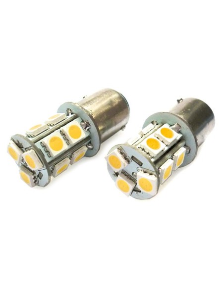 2 Lampade Led Barca Nautica BA15D B15D Bianco Freddo 12V 24V 3W No Polarita Piedi Dritti 13 Smd 5050 Baionetta G18