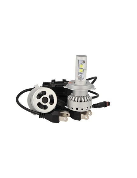 Kit Full Led Canbus H4 40/40W 5000 Lumens Con Ventilatore 12V 24V 4 Cree XHP 50 Attacco Smontabile