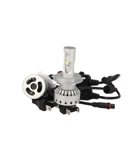 Kit Full Led Canbus H4 40/40W 5000 Lumens Con Ventilatore 12V 24V 4 Cree XHP 50 Attacco Smontabile