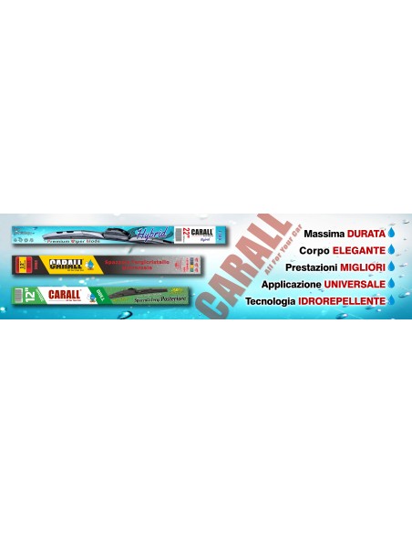 Spazzola Tergicristallo Auto Universale S985 20'' 500mm Carall 16 Attacchi Opzionale