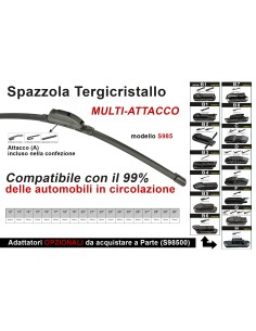 Spazzola Tergicristallo Auto Universale S985 21'' 525mm Carall 16 Attacchi Opzionale