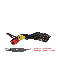 Telecamera Retromarcia Da Incasso CCD Alta Definizione 8 Led Smd Linea Guida Effetto Specchio Selezionabile