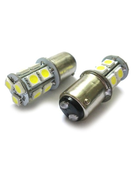 2 Lampade Led Barca Nautica BAY15D Bianco Freddo 12V 24V 3W No Polarita Piedi Sfalfati 13 Smd 5050 Baionetta G18,5