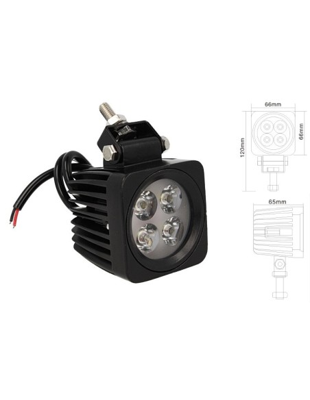 Fanale Quadrato Luci Diurne A Led Work Light Faro Da Lavoro 12V 24V 12W (4X3W) IP67 Bianco