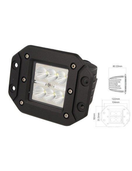 Fanale Luci Diurne A Led DRL Work Light Faro Da Lavoro Rettangolare 12V 24V 24W (6X4W) IP67 Bianco