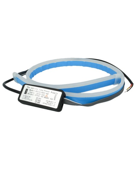 Kit Tubo Neon Striscia Led Auto 60cm X2 Bicolor Flessibile Freccia Sequenziale Arancione e DRL Luce Diurne Bianco Style Audi VW 