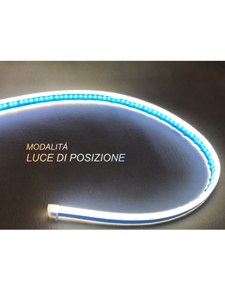 Kit Tubo Neon Striscia Led Auto 60cm X2 Bicolor Flessibile Freccia Sequenziale Arancione e DRL Luce Diurne Bianco Style Audi VW 