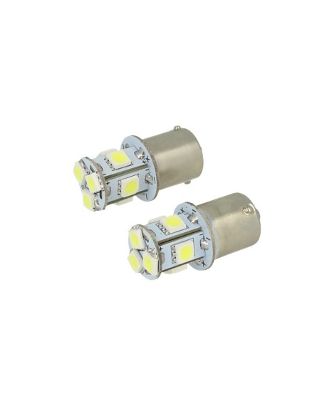 24V Lampada Led Canbus BA15S G18,5 R5W Colore Verde Piedi Dritti 8 Smd 5050 Per Camion Bus Barca