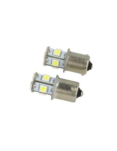 24V Lampada Led Canbus BA15S G18,5 R5W Colore Verde Piedi Dritti 8 Smd 5050 Per Camion Bus Barca