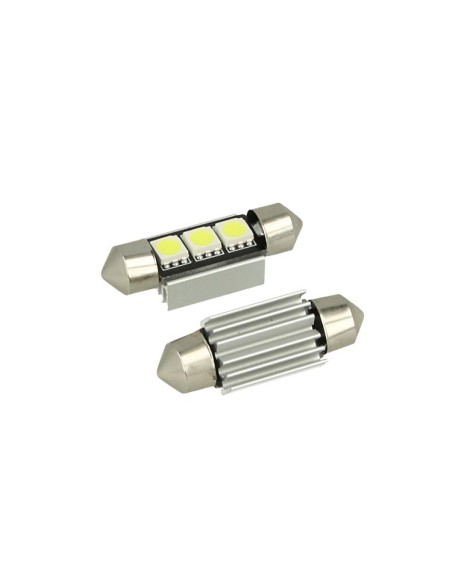 24V Lampada Led Siluro Canbus T11 C5W 36mm 3 SMD 5050 Colore Verde Per Camion Bus Barca Con Dissipatore Alluminio