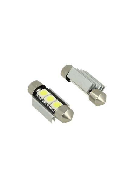 24V Lampada Led Siluro Canbus T11 C5W 36mm 3 SMD 5050 Colore Verde Per Camion Bus Barca Con Dissipatore Alluminio