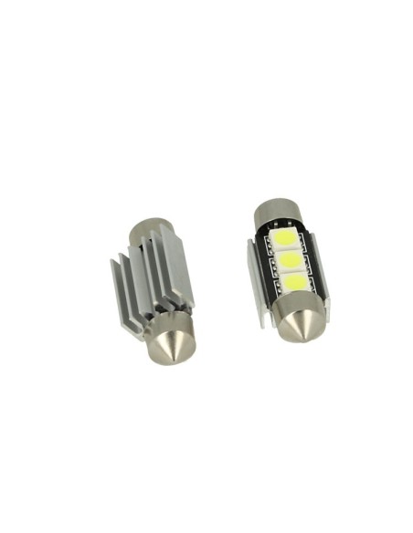 24V Lampada Led Siluro Canbus T11 C5W 36mm 3 SMD 5050 Colore Verde Per Camion Bus Barca Con Dissipatore Alluminio