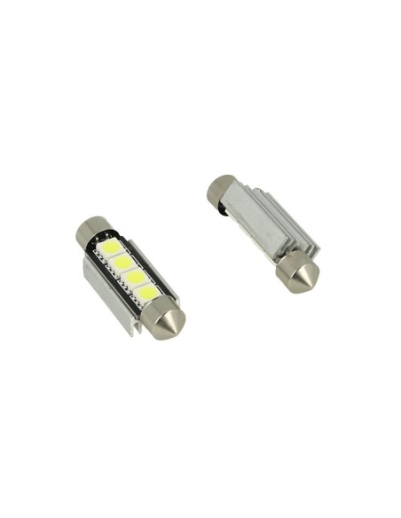 24V Lampada Led Siluro Canbus T11 C5W 42mm 4 SMD 5050 Bianco Con Dissipatore Alluminio Per Camion Bus Barca