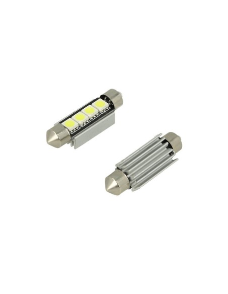 24V Lampada Led Siluro Canbus T11 C5W 42mm 4 SMD 5050 Colore Giallo Arancione Per Camion Bus Barca Con Dissipatore Alluminio