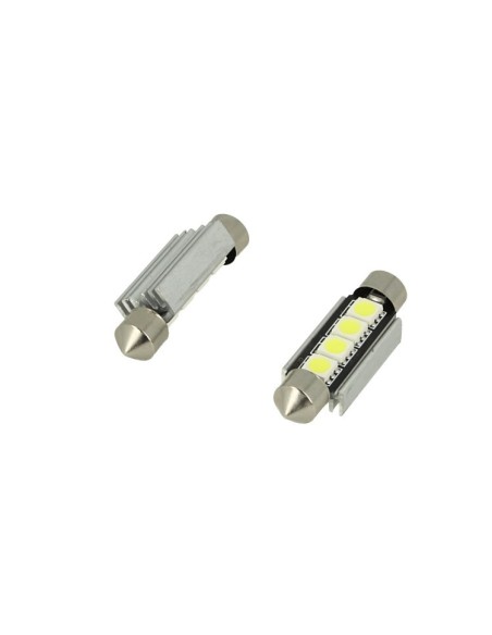 24V Lampada Led Siluro Canbus T11 C5W 42mm 4 SMD 5050 Colore Rosso Per Camion Bus Barca Con Dissipatore Alluminio