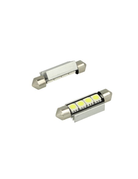 24V Lampada Led Siluro Canbus T11 C5W 42mm 4 SMD 5050 Colore Verde Per Camion Bus Barca Con Dissipatore Alluminio