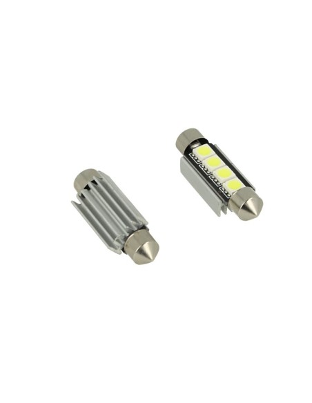 24V Lampada Led Siluro Canbus T11 C5W 42mm 4 SMD 5050 Colore Verde Per Camion Bus Barca Con Dissipatore Alluminio