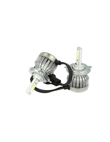 Kit Full Lampada Led Cob H4 20/20W 12V 24V Bi-Led Bi Luce Bianco 6000K Senza Driver e Ventilatore