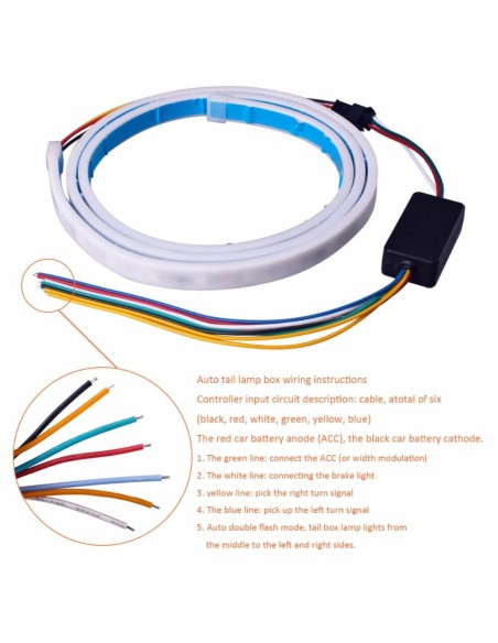 Kit Tubo Striscia Led Per Baule Cofano Posteriore Auto 120cm Freccia Dinamica Arancione Luci Posizione Stop Posteriore Rosso Ret