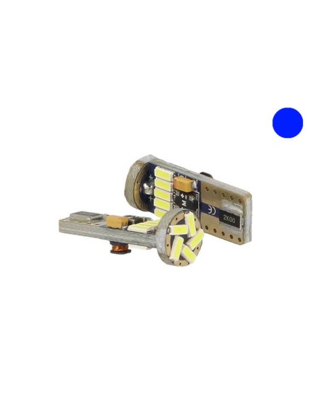 Lampadina Led Canbus T10 W5W 15 Smd 4014 Colore Blue No Errore Check Luci 12V Senza Polarita