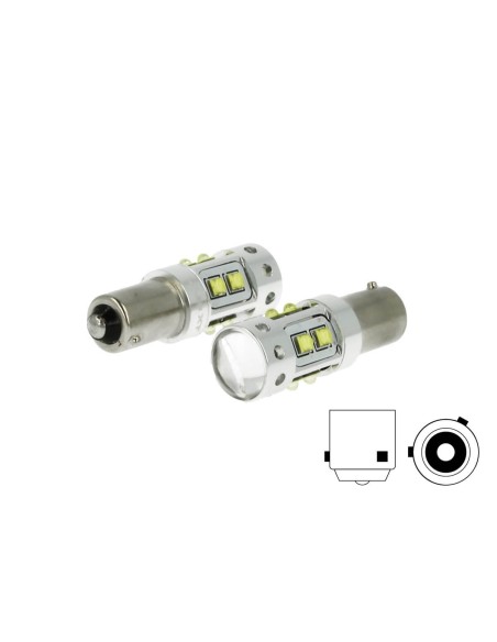 Lampada Led H21 BAY9s H21W 12V 50W Bianco Freddo 10 Smd Cree Piedini Sfalsati