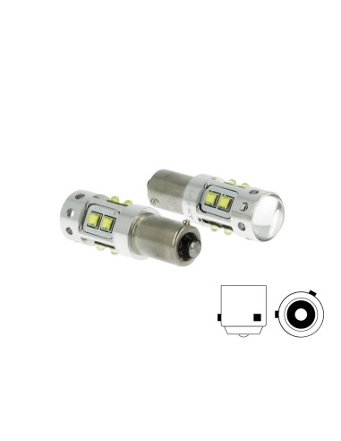 Lampada Led H21 BAY9s H21W 12V 50W Bianco Freddo 10 Smd Cree Piedini Sfalsati