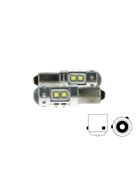 Lampada Led H21 BAY9s H21W 12V 50W Bianco Freddo 10 Smd Cree Piedini Sfalsati