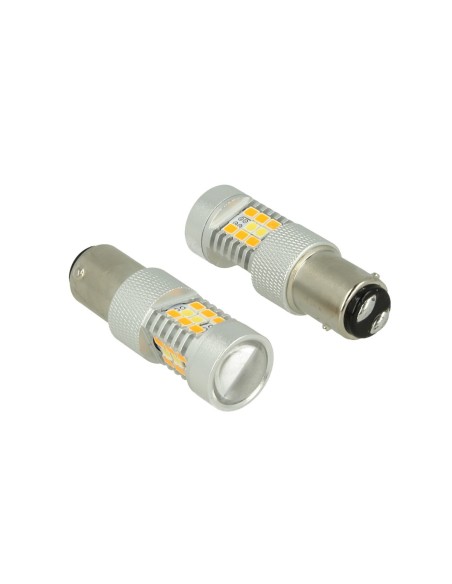 Lampada Led BAY15D 1157 12V P21/5W Dual Color Bianco + Arancione 28 Smd 2835 Frecce