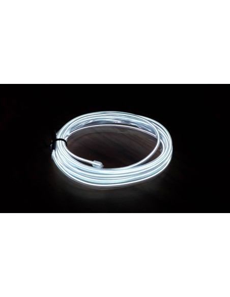 Stringa EL Striscia Neon Led Bianco Freddo 5 Metri Flessibile Tagliabile Luce Decorativa Atmosfera Per Interno Auto Camion Campe