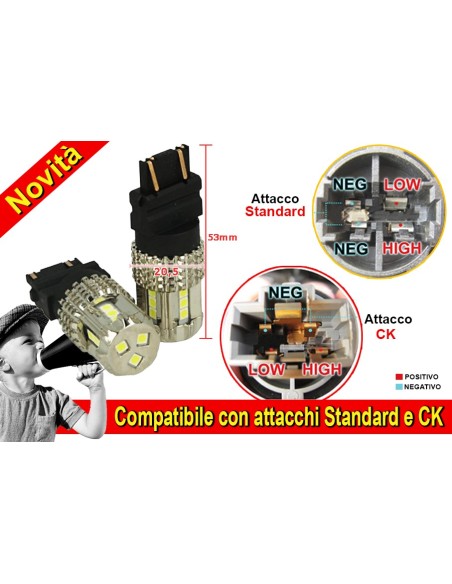 Lampada Led 3157 T25 12V 45W Bianco No Polarita Super Luminoso Compatibile Con Attacco CK Auto Americano