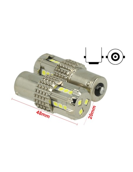 Lampada Led BA15S 1156 P21W 12V 45W Canbus Luci Diurne Audi Q7 A3 A6 Fiat 500X Renault Megane 3