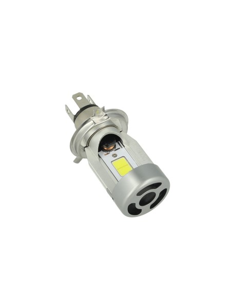 Kit Full Led Cob H4 20/20W 12V Specifico Per Moto Scooter Bianco 2000 Lumen Con Ventola In Testa
