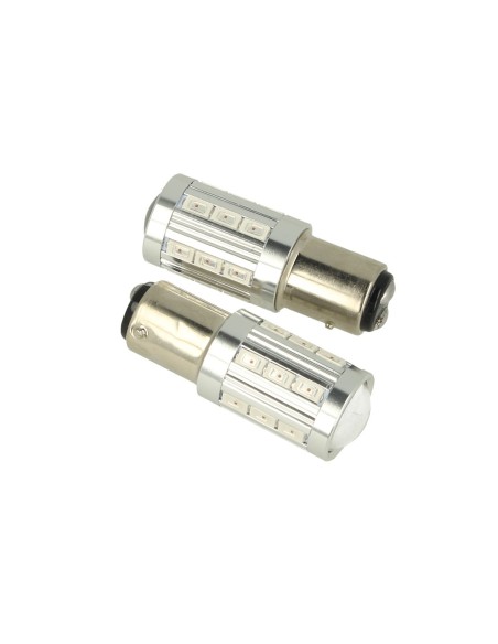 Lampada Led BAZ15D 1157 P21/4W 12V 24V 21 Smd 5730 Rosso Super Luminoso Piedi Storti Asimmetrica
